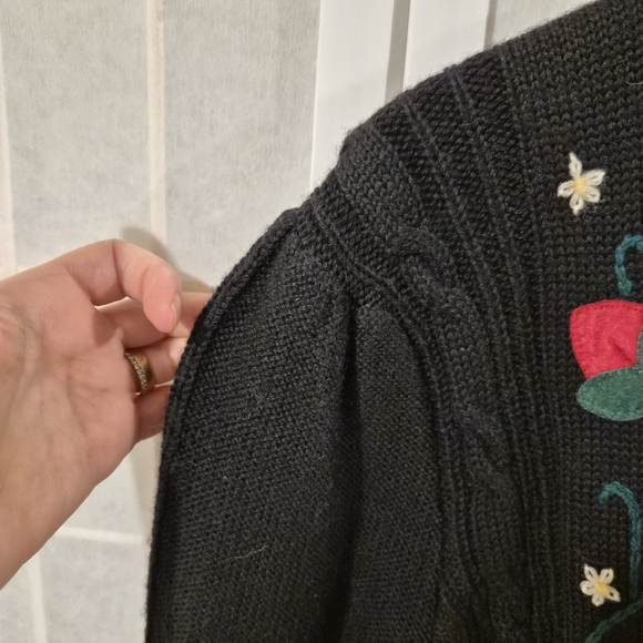 Vintage 1989 Susan Bristol Wool Knit Cardigan Sz M - Picture 5 of 11